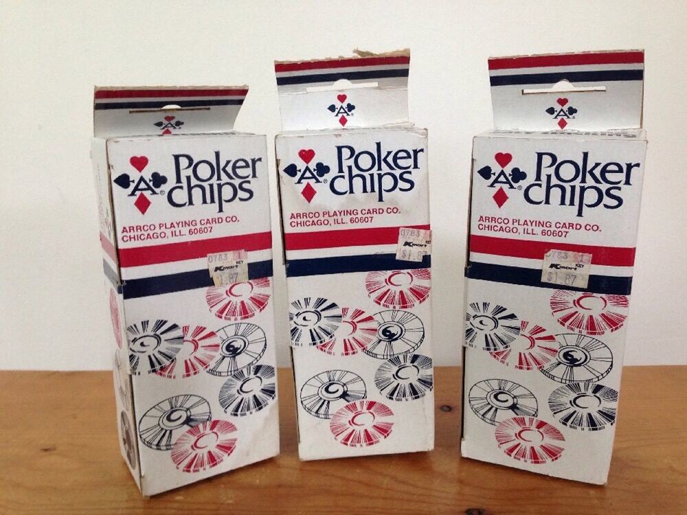 Lot 300 Arrco Stacking Interlocking Red White Blue Plastic Poker Chips 100 Each